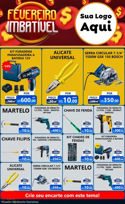 Modelo de Encarte para Encarte Grande com o tema Fevereiro Imbatível para Maquinas e Ferramentas