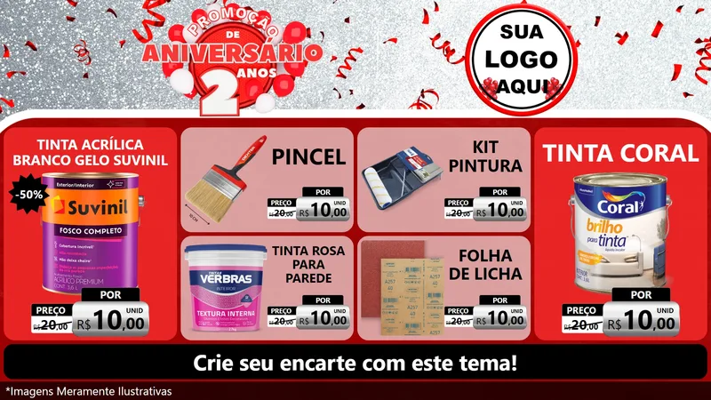 Modelo de TV para TV Horizontal com o tema Promoção de Aniversário - 2 Anos para Tintas e Ferramentas