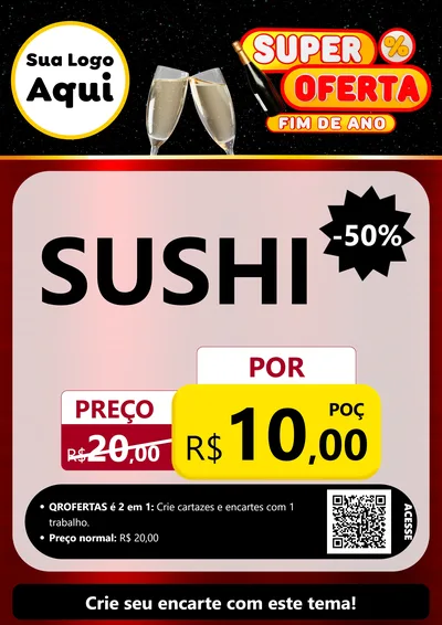 Modelo de Cartaz para Cartaz A4 Vertical com o tema Super Oferta Fim de Ano para Comida japonesa