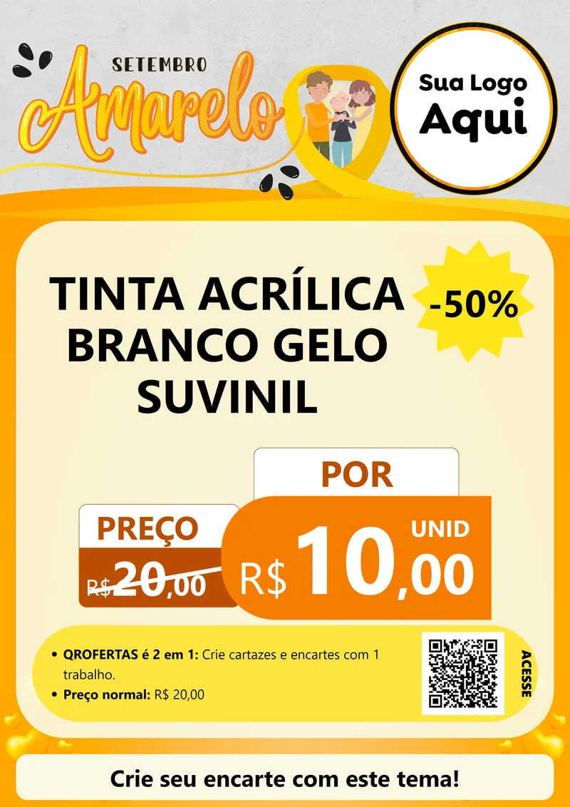 Modelo de Cartaz para Cartaz A4 Vertical com o tema Setembro Amarelo para Tintas e Ferramentas