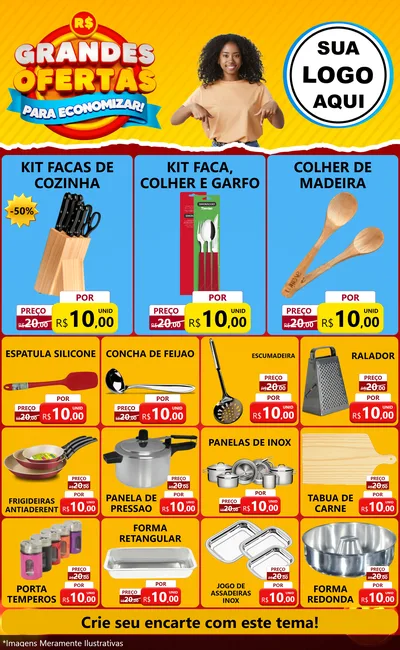 Modelo de Encarte para Encarte Grande com o tema Grandes Ofertas Para Economizar! para Utilidades Domésticas