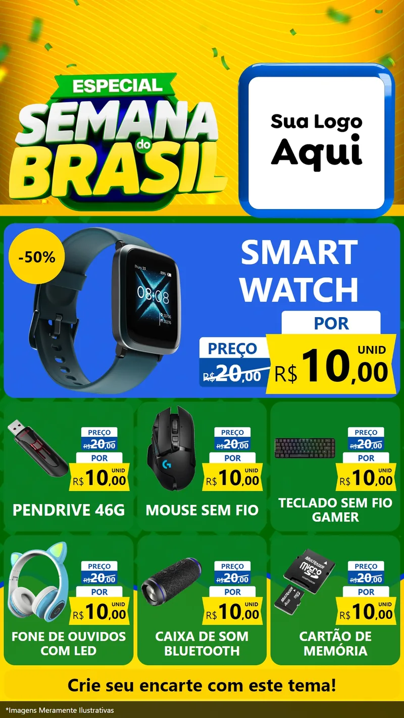 Modelo de Rede Social para Stories com o tema Especial Semana do Brasil para Informática
