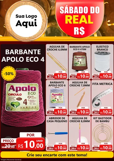 Modelo de Encarte para Encarte A4 Vertical com o tema Sábado do Real para Armarinho e Aviamentos