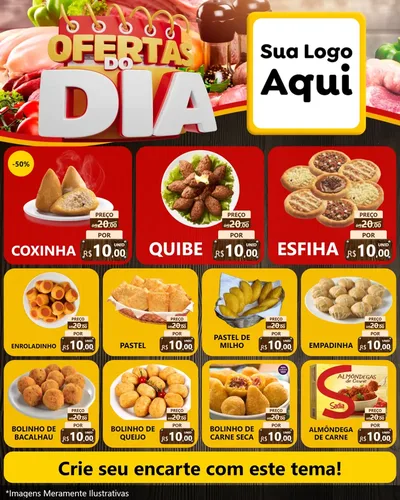 Modelo de Rede Social para Feed Instagram com o tema Ofertas do Dia para Salgadaria