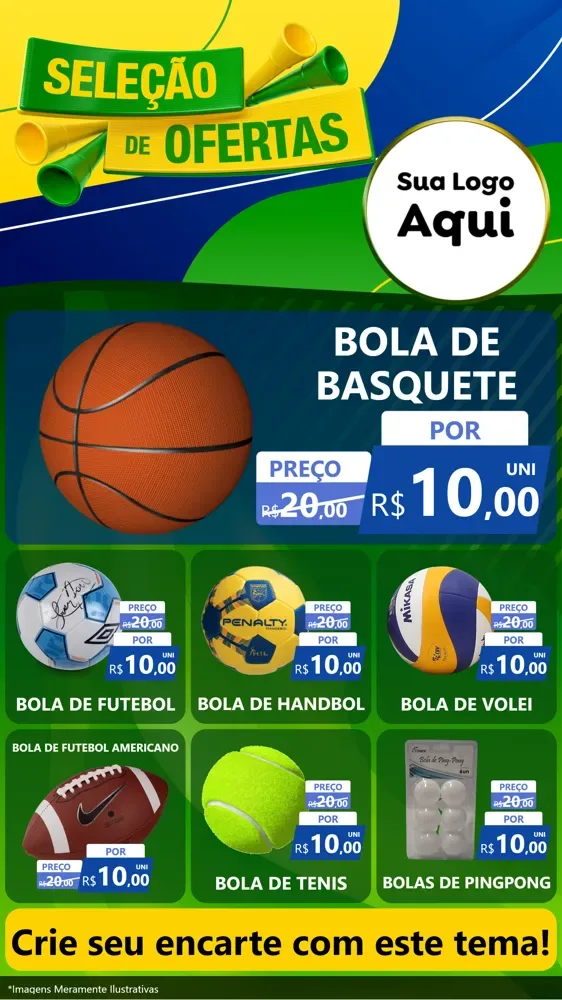 Modelo de Rede Social para Stories com o tema Seleção de Ofertas - Copa para Artigos Esportivos
