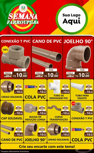 Modelo de Encarte para Encarte Grande com o tema Semana Farroupilha para Tubos e conexões