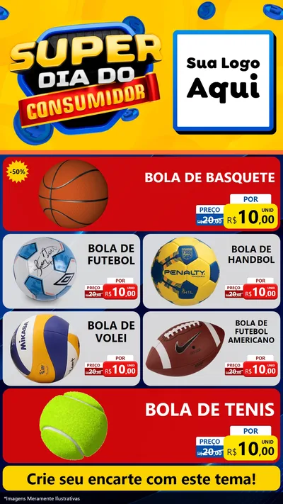 Modelo de TV para TV Vertical com o tema Super Dia do Consumidor para Artigos Esportivos