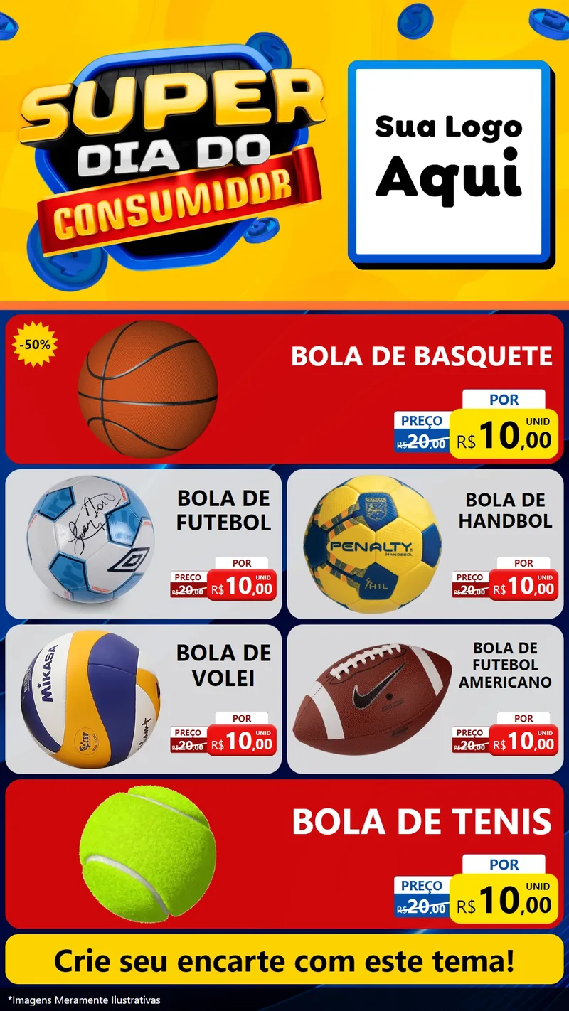 Modelo de TV para TV Vertical com o tema Super Dia do Consumidor para Artigos Esportivos