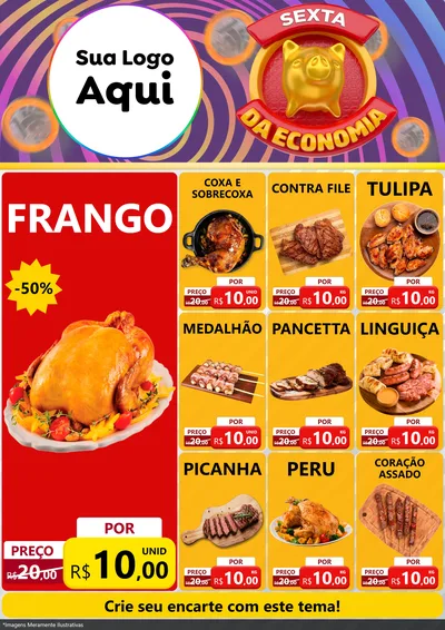 Modelo de Encarte para Encarte A4 Vertical com o tema Sexta da Economia para Assados