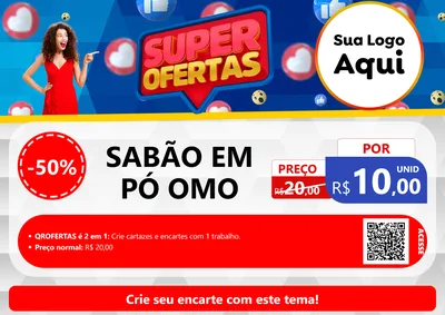 Modelo de Cartaz para Cartaz A4 Horizontal com o tema Super Ofertas para Produtos de Limpeza