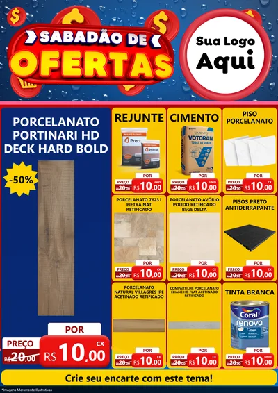Modelo de Encarte para Encarte A4 Vertical com o tema Sabadão de Ofertas para Pisos e revestimentos