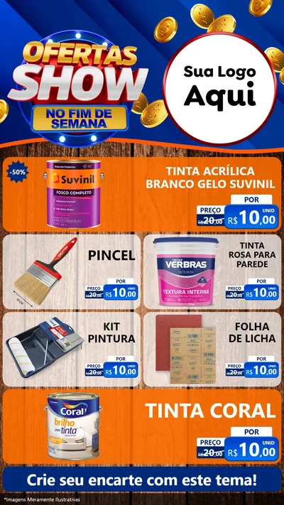 Modelo de TV para TV Vertical com o tema Ofertas Show No Fim De Semana para Tintas e Ferramentas
