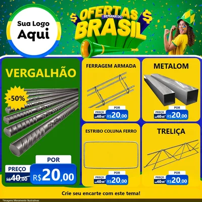 Modelo de Rede Social para Feed Facebook com o tema Ofertas Semana do Brasil para Ferragens