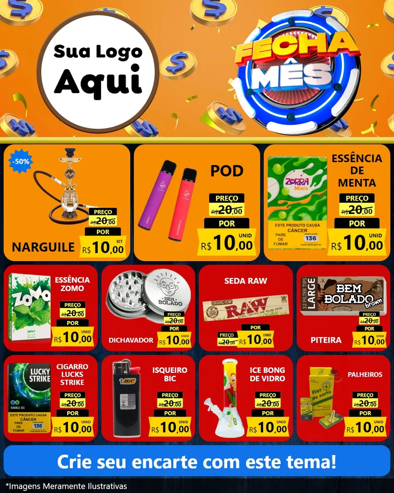 Modelo de Rede Social para Feed Instagram com o tema Fecha Mês para Tabacaria