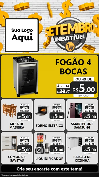 Modelo de Rede Social para Stories com o tema Setembro Imbatível para Móveis e Eletro