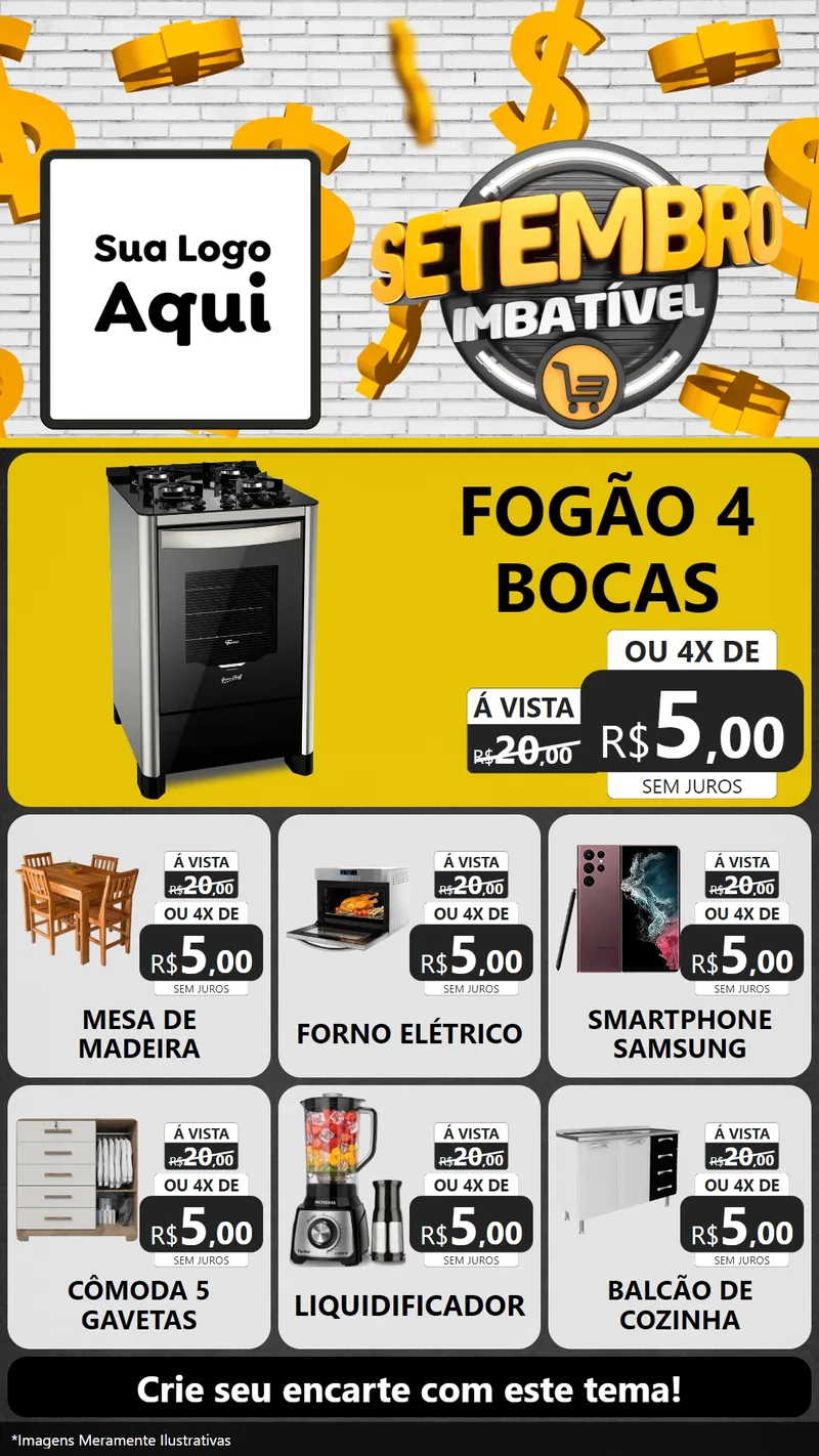Modelo de Rede Social para Stories com o tema Setembro Imbatível para Móveis e Eletro
