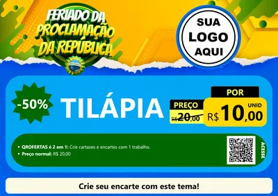 Modelo de Cartaz para Cartaz A4 Horizontal com o tema Feriado da Proclamação da República para Peixaria
