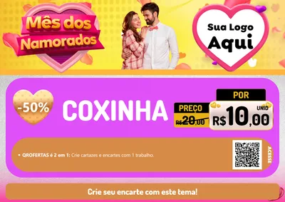 Modelo de Cartaz para Cartaz A4 Horizontal com o tema Mês dos Namorados para Salgadaria
