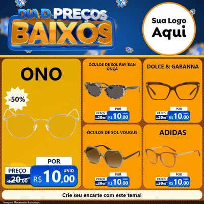 Modelo de Rede Social para Feed Facebook com o tema Dia D Preço Baixo para Óticas