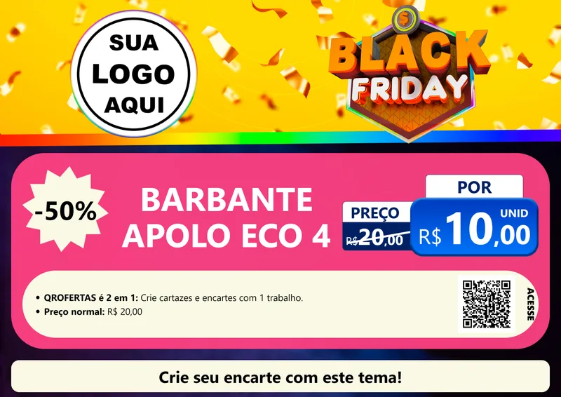 Modelo de Cartaz para Cartaz A4 Horizontal com o tema Black Friday para Armarinho e Aviamentos