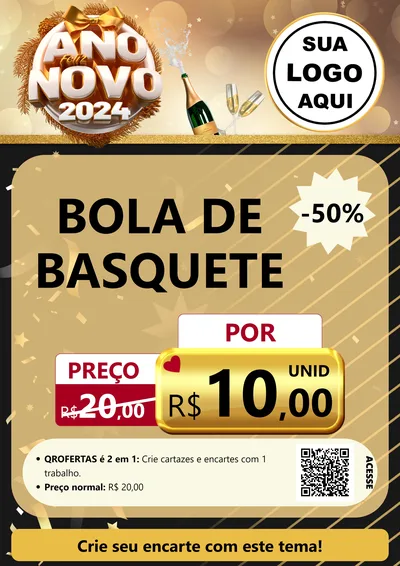 Modelo de Cartaz para Cartaz A4 Vertical com o tema Feliz Ano Novo 2027 para Artigos Esportivos