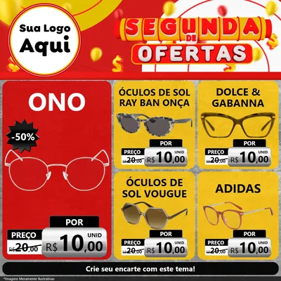 Modelo de Rede Social para Feed Facebook com o tema Segunda de Ofertas para Óticas
