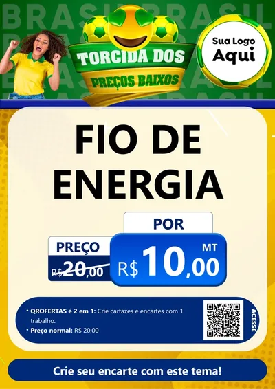 Modelo de Cartaz para Cartaz A4 Vertical com o tema Torcida dos Preços Baixos - Copa para Materiais Elétricos