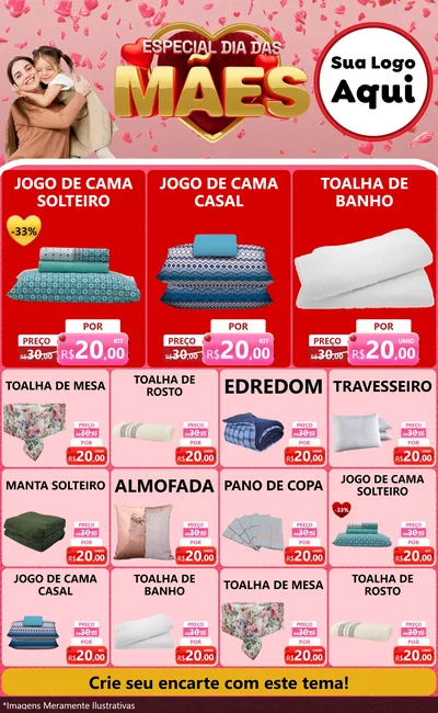 Modelo de Encarte para Encarte Grande com o tema Especial Dia Das Mães para Cama, Mesa e Banho