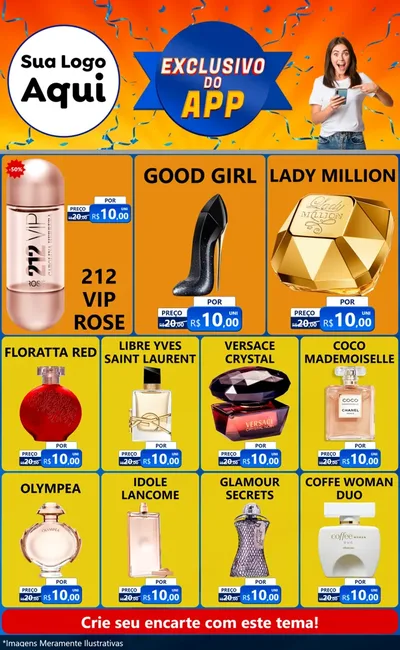 Modelo de Encarte para Encarte Grande com o tema Exclusivo do Aplicativo para Perfumes