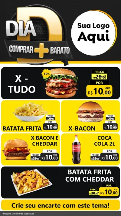 Modelo de TV para TV Vertical com o tema Dia D Mais Economia para Hamburgueria