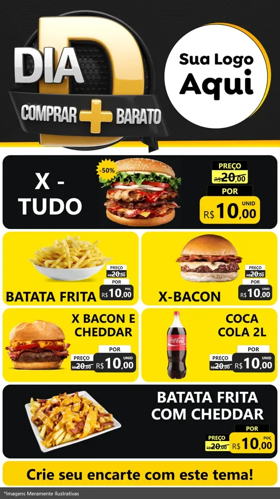 Modelo de TV para TV Vertical com o tema Dia D Mais Economia para Hamburgueria