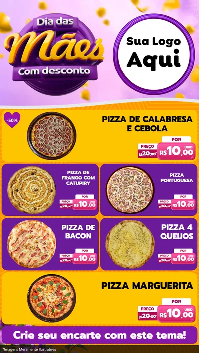 Modelo de TV para TV Vertical com o tema Dia das Mães com Desconto para Pizzaria