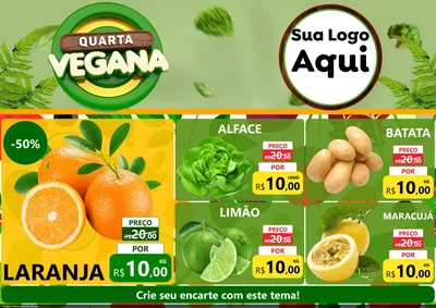 Modelo de Encarte para Encarte A4 Horizontal com o tema Quarta Vegana para Hortifrúti