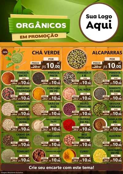 Modelo de Encarte para Encarte A4 Vertical com o tema Orgânicos em Promoção para Produtos Naturais