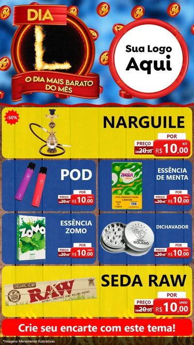 Modelo de TV para TV Vertical com o tema Dia L - O Dia Mais Barato Do Mês para Tabacaria