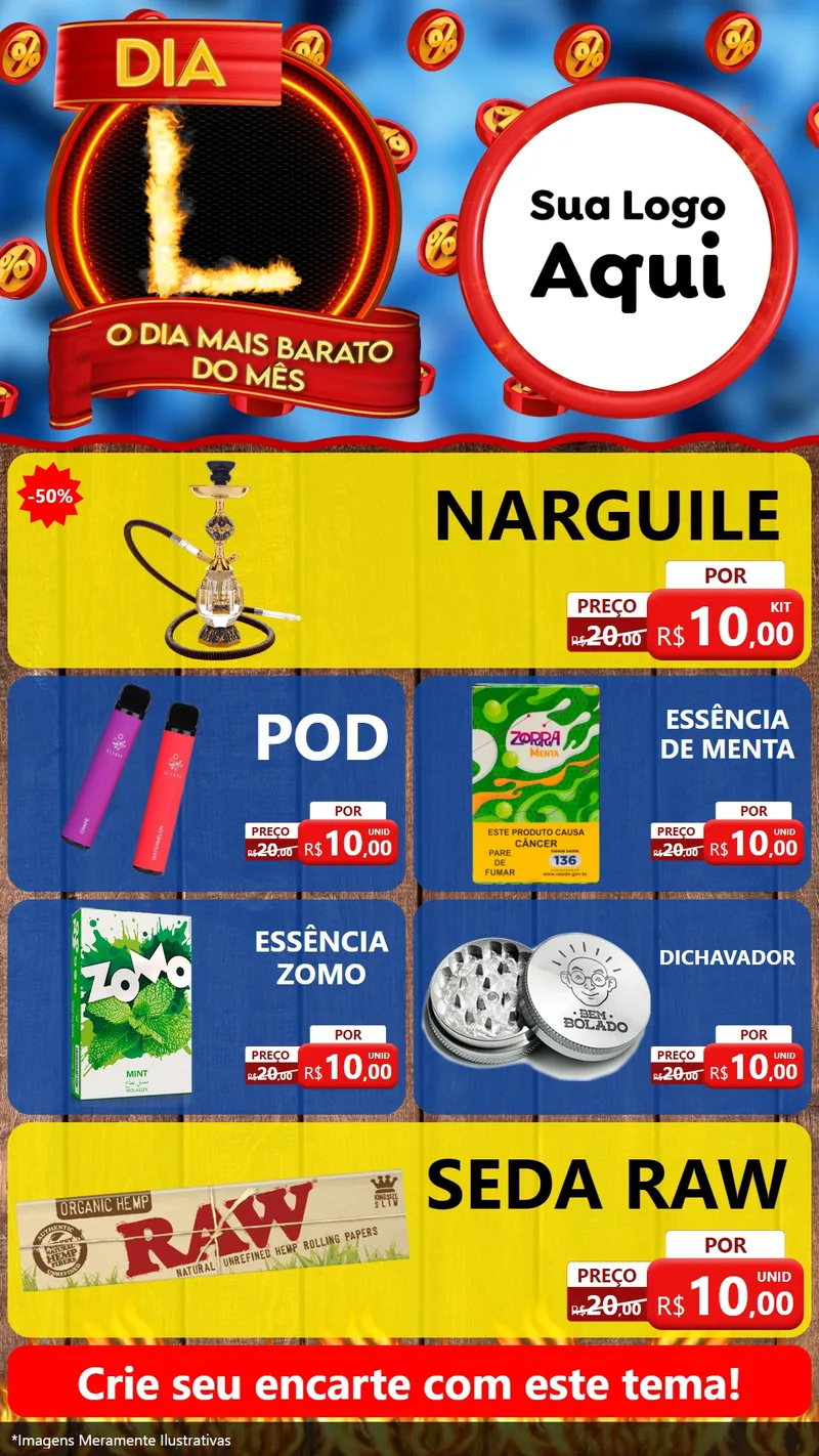 Modelo de TV para TV Vertical com o tema Dia L - O Dia Mais Barato Do Mês para Tabacaria