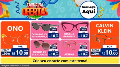 Modelo de TV para TV Horizontal com o tema Carnaval de Ofertas para Óticas