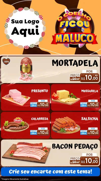 Modelo de TV para TV Vertical com o tema O Coelho Ficou Maluco - Páscoa para Frios e Laticínios