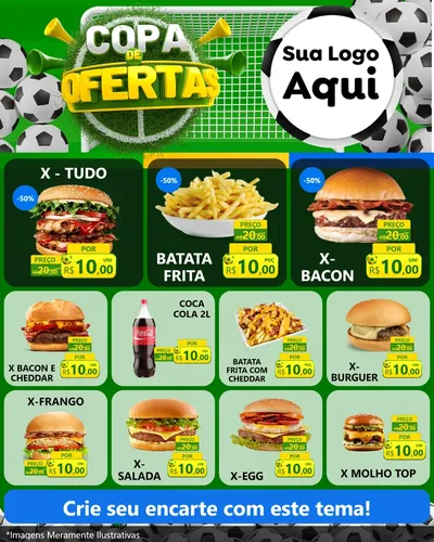 Modelo de Rede Social para Feed Instagram com o tema Copa De Ofertas para Hamburgueria