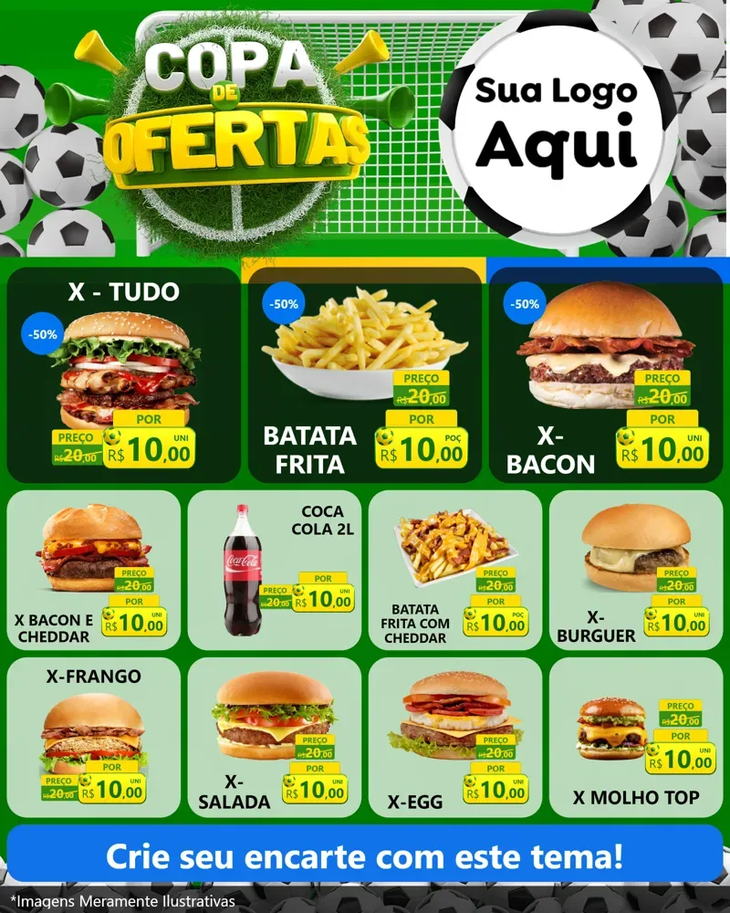 Modelo de Rede Social para Feed Instagram com o tema Copa De Ofertas para Hamburgueria