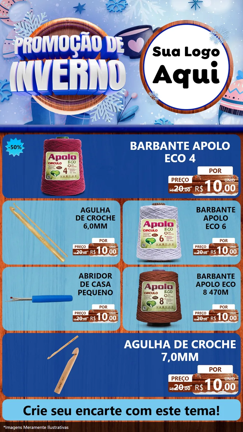 Modelo de TV para TV Vertical com o tema Promoção de Inverno para Armarinho e Aviamentos