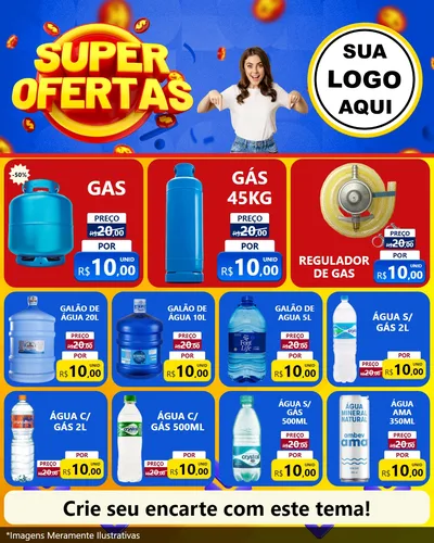 Modelo de Rede Social para Feed Instagram com o tema Super Ofertas para Água e gás