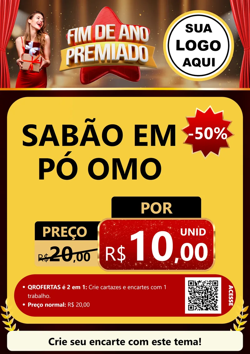Modelo de Cartaz para Cartaz A4 Vertical com o tema Fim de Ano Premiado para Produtos de Limpeza