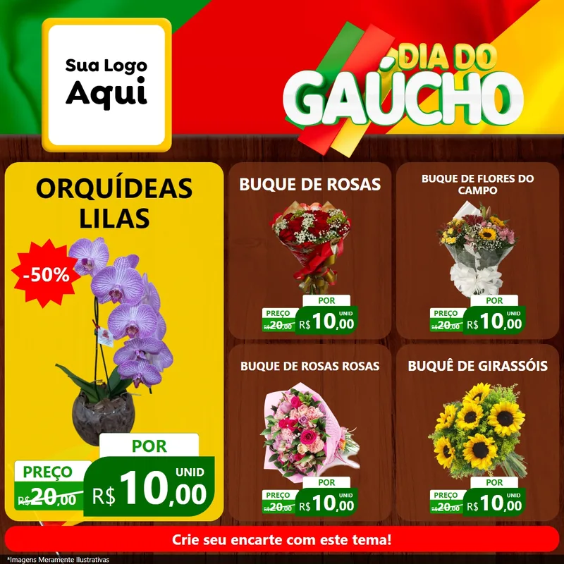 Modelo de Rede Social para Feed Facebook com o tema Dia do Gaúcho para Floricultura e jardim