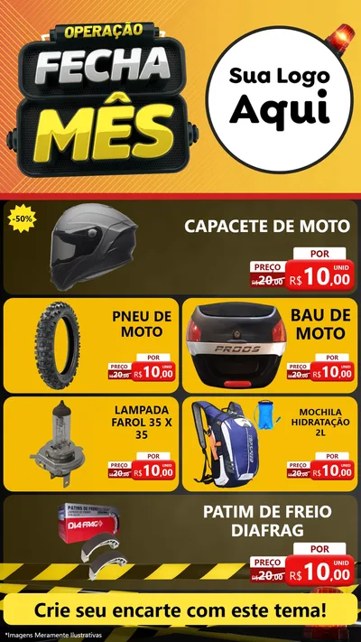 Modelo de TV para TV Vertical com o tema Operação Fecha Mês para Moto peças
