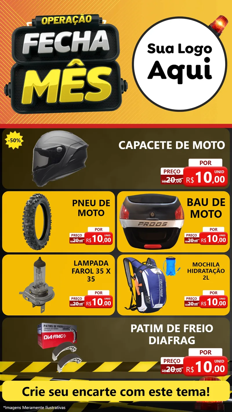 Modelo de TV para TV Vertical com o tema Operação Fecha Mês para Moto peças