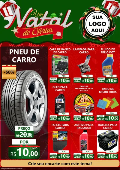Modelo de Encarte para Encarte A4 Vertical com o tema Um Natal de Ofertas para Auto peças