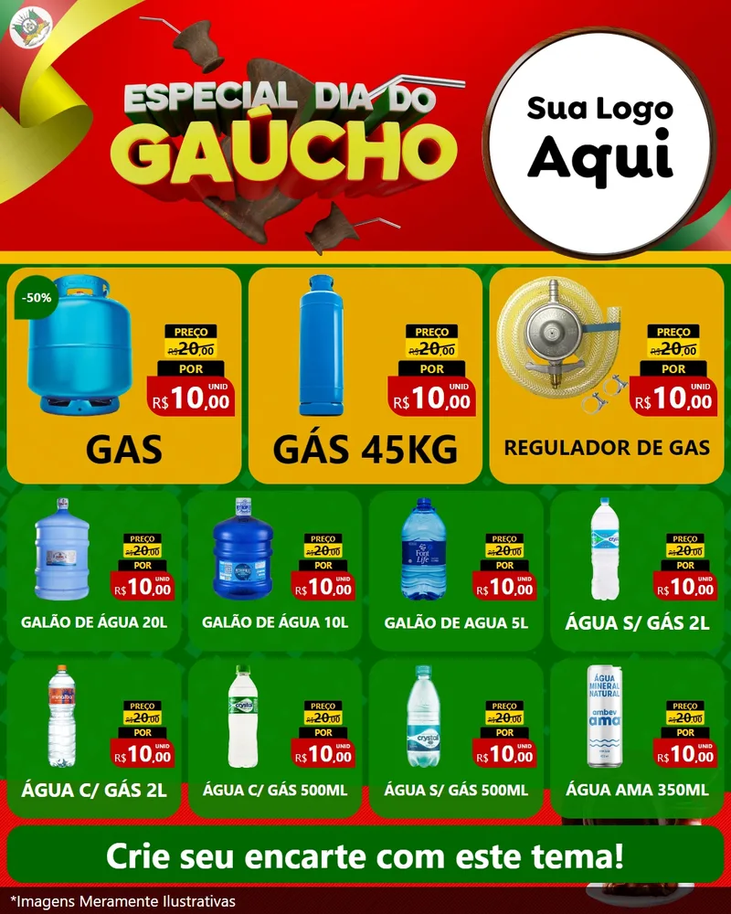 Modelo de Rede Social para Feed Instagram com o tema Especial Dia do Gaúcho para Água e gás