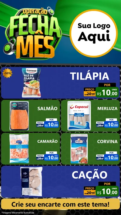 Modelo de TV para TV Vertical com o tema Operação Fecha Mês para Peixaria