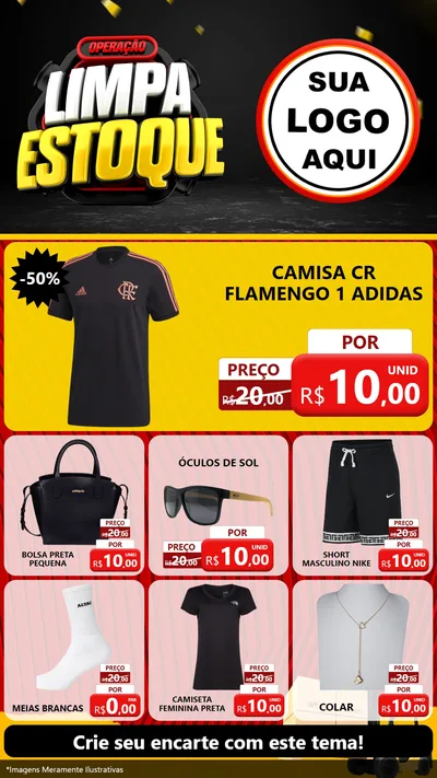 Modelo de Rede Social para Stories com o tema Operação Limpa Estoque para Roupas e acessórios